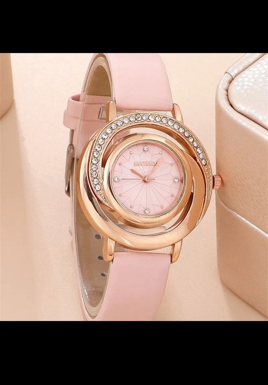 Horlogeset voor dames roze - geschenkdoos - cadeau set met horloge - ketting - armband - oorbellen- valentijn cadeautje voor haar - moederdag cadeau- kerstcadeau - sinterklaascadeau Geschenk - Fashion - Elegant - Dames - Vrouw