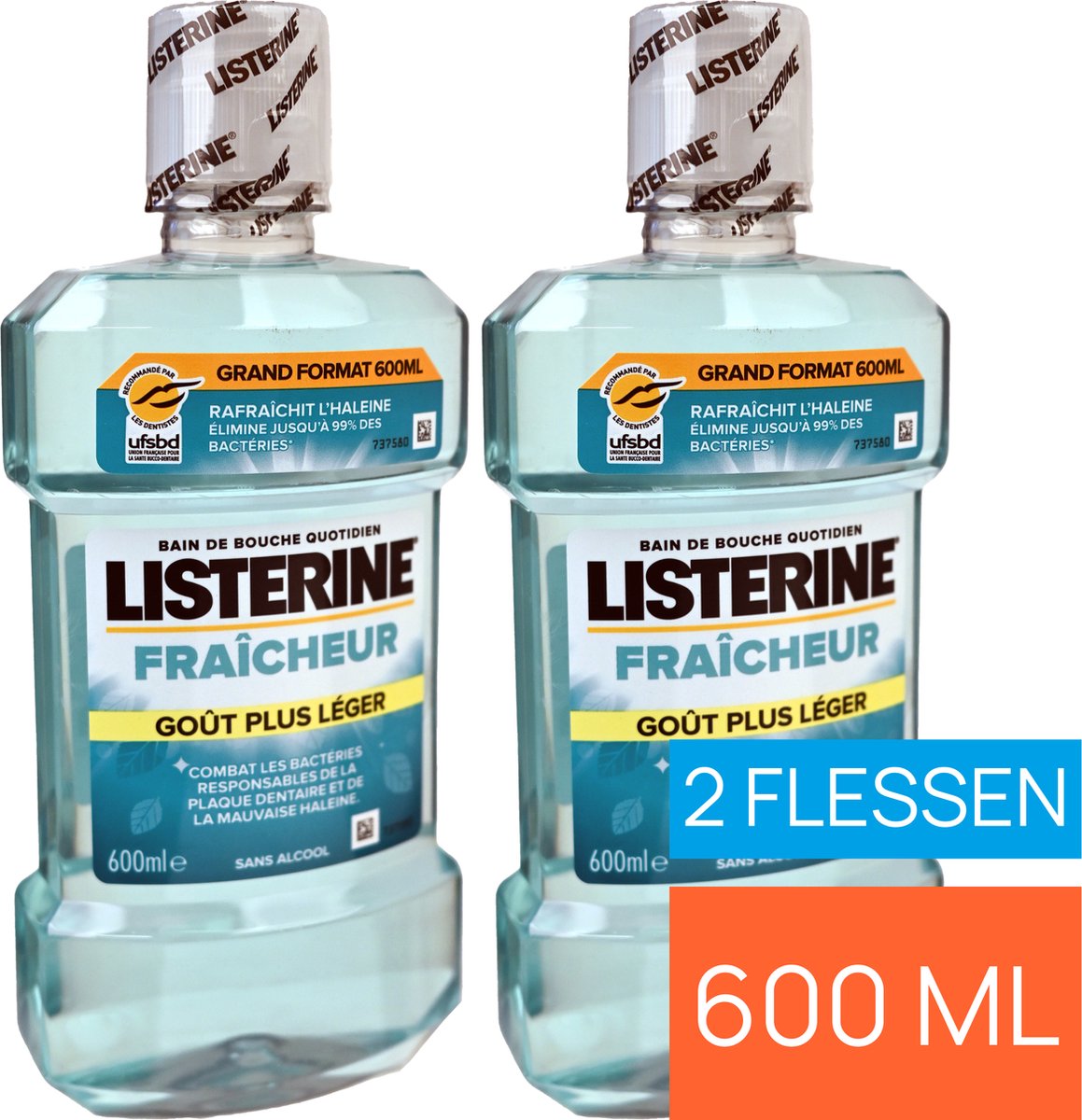 2 flessen Listerine Mondwater Freshness 600ml
