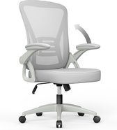 Chaise de bureau - Chaise ergonomique BIGZZIA - Fauteuil avec accoudoir rabattable à 90° - Support lombaire - Hauteur réglable Grijs