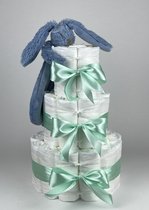 Chouette-Chouette | Luiertaart Jongen | Kraamcadeau | Geboorte Jongen | Babyshower | Tuttle Konijn Richie deep Blue - Groen