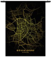 Mezo Wandkleed Düsseldorf Plattegrond Zwart Geel Rechthoek Verticaal XXXL (260 X 210 CM) - Wandkleden - Met roedes