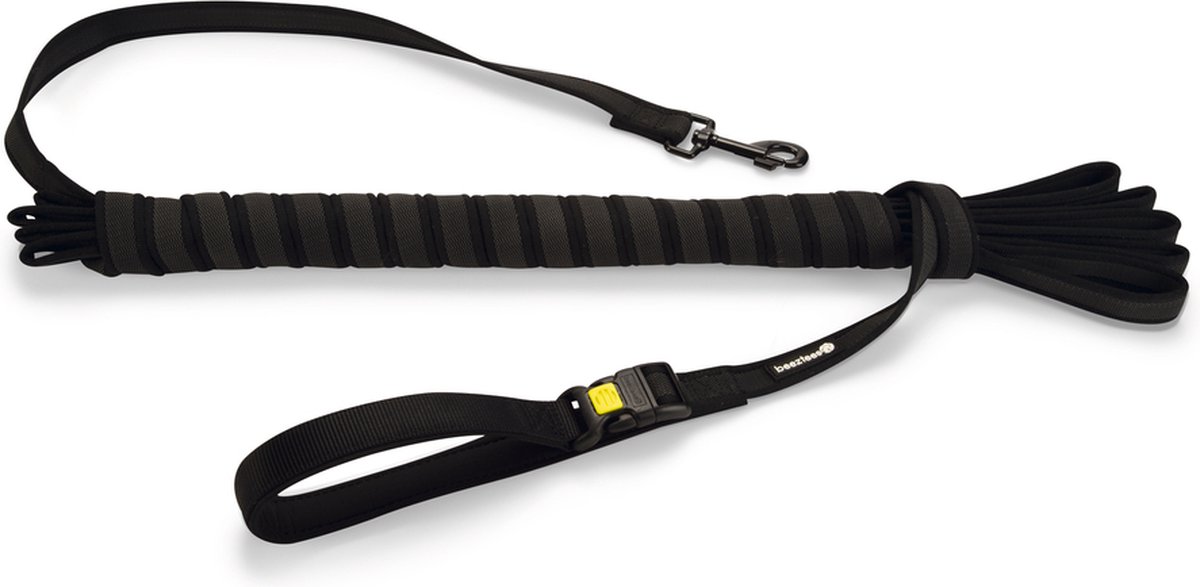 Beeztees Parinca Premium Weblijn Hondenriem - Hondenlijn - Handvat - nylon - Zwart - Hondenriem 10 meter