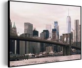 Akoestisch Schilderij Brooklyn Bridge New York Rechthoek Horizontaal Pro XL (120 x 86 CM) - Akoestisch paneel - Akoestische Panelen - Akoestische wanddecoratie - Akoestisch wandpaneel