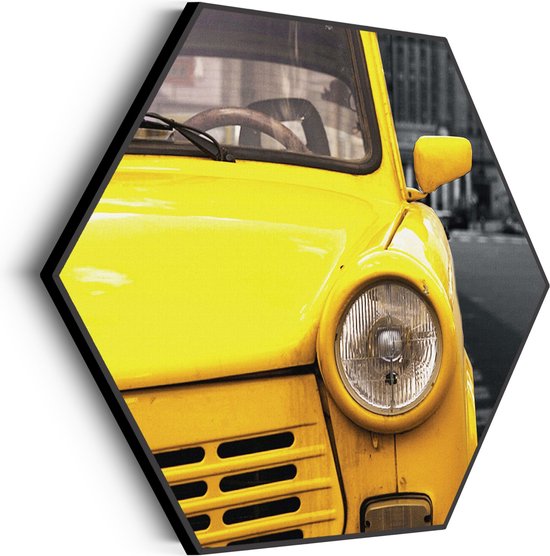 Akoestisch Schilderij Old School Gele Taxi 02 Hexagon Basic L (100 X 86 CM) - Akoestisch paneel - Akoestische Panelen - Akoestische wanddecoratie - Akoestisch wandpaneel