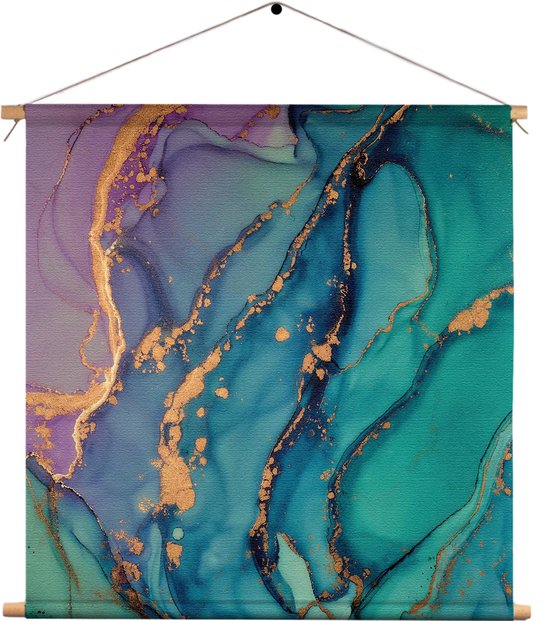 Textielposter Marmer Look Colored 02 Vierkant XXL (90 X 90 CM) - Wandkleed - Wanddoek - Wanddecoratie