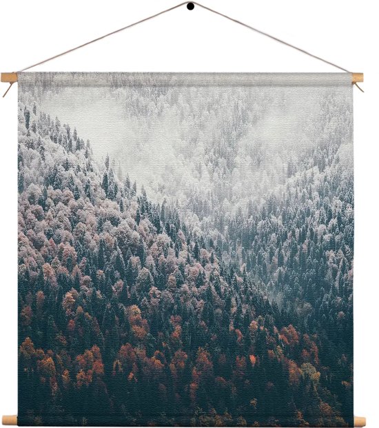 Textielposter Van herfst naar winter Vierkant XL (60 X 60 CM) - Wandkleed - Wanddoek - Wanddecoratie