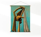 Textielposter Picasso Badgast met strandbal 1929 XL (125 X 90 CM) - Wandkleed - Wanddoek - Wanddecoratie