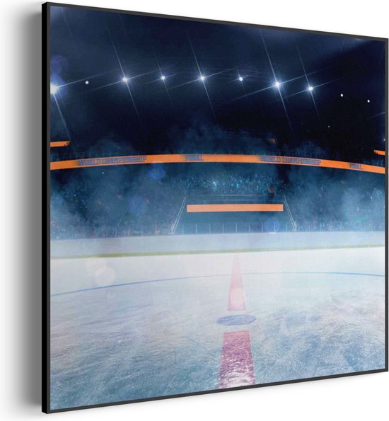 Akoestisch Schilderij Ijshockey Pitch Vierkant Basic XL (100X100) - Akoestisch paneel - Akoestische Panelen - Akoestische wanddecoratie - Akoestisch wandpaneel