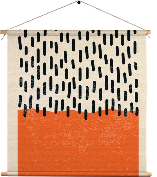 Textielposter Scandinavisch Oranje Vierkant XL (60 X 60 CM) - Wandkleed - Wanddoek - Wanddecoratie