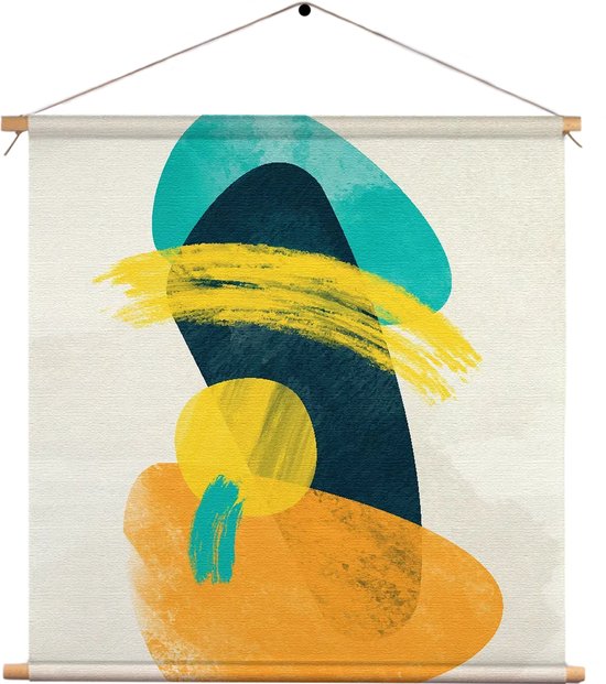 Textielposter Scandinavisch Design Kleurrijk Vierkant M (30 X 30 CM) - Wandkleed - Wanddoek - Wanddecoratie