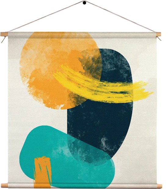 Textielposter Kleurrijk Abstract 01 Vierkant M (30 X 30 CM) - Wandkleed - Wanddoek - Wanddecoratie