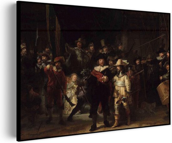 Akoestisch Schilderij Rembrandt De Nachtwacht 1642 Rechthoek Horizontaal Pro XXL (150 x 107 CM) - Akoestisch paneel - Akoestische Panelen - Akoestische wanddecoratie - Akoestisch wandpaneel