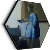 Akoestisch Schilderij Johannes Vermeer Vrouw die een Brief leest 1663 Hexagon Basic M (60 X 52 CM) - Akoestisch paneel - Akoestische Panelen - Akoestische wanddecoratie - Akoestisch wandpaneel