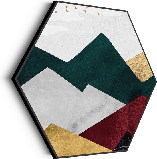 Akoestisch Schilderij Kleurrijke Bergen 01 Hexagon Basic M (60 X 52 CM) - Akoestisch paneel - Akoestische Panelen - Akoestische wanddecoratie - Akoestisch wandpaneelKatoen M (60 X 52 CM)