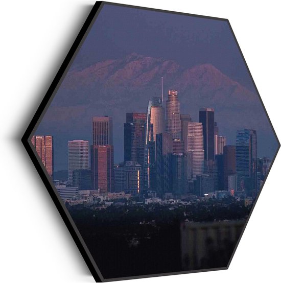Akoestisch Schilderij Los Angeles at Night Hexagon Basic M (60 X 52 CM) - Akoestisch paneel - Akoestische Panelen - Akoestische wanddecoratie - Akoestisch wandpaneel
