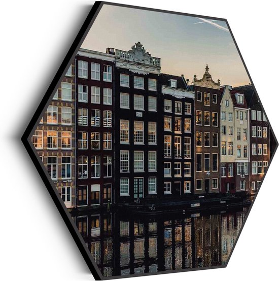Akoestisch Schilderij Aan die Amsterdamse Gracht Hexagon Basic XL (140 X 121 CM) - Akoestisch paneel - Akoestische Panelen - Akoestische wanddecoratie - Akoestisch wandpaneel