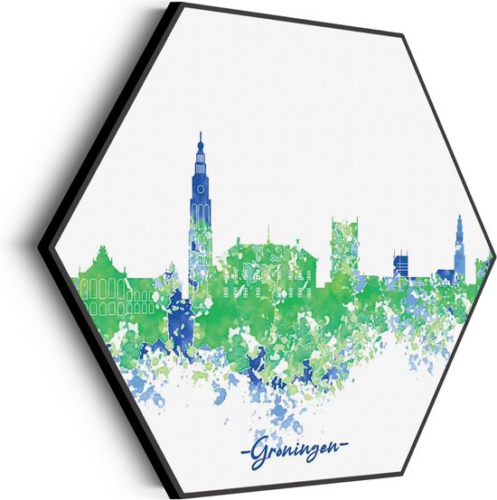 Peinture Acoustique Skyline Groningen Peinture Aquarelle Hexagon Basic L (100 X 86 CM) - Panneau acoustique - Panneaux acoustiques - Décoration murale acoustique - Panneau mural acoustique