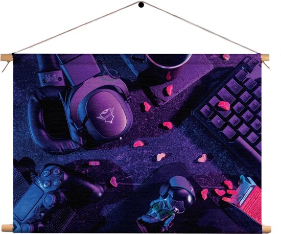 Textielposter Gaming Set Rechthoek Horizontaal XL (75 X 90 CM) - Wandkleed - Wanddoek - Wanddecoratie