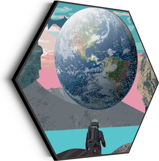 Akoestisch Schilderij Abstracte Aarde Hexagon Basic L (100 X 86 CM) - Akoestisch paneel - Akoestische Panelen - Akoestische wanddecoratie - Akoestisch wandpaneel