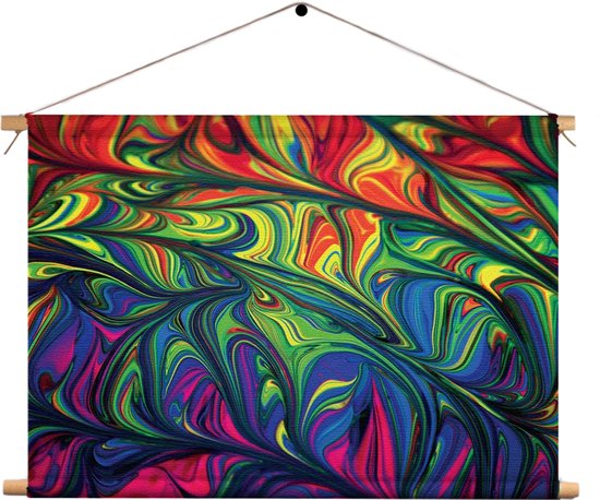 Textielposter Verf Kleuren Gemengd Rechthoek Horizontaal XL (75 X 90 CM) - Wandkleed - Wanddoek - Wanddecoratie