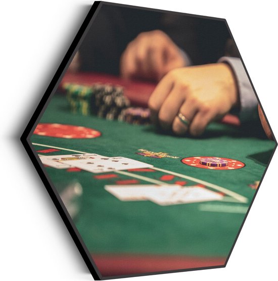 Akoestisch Schilderij Poker Hexagon Basic XL (140 X 121 CM) - Akoestisch paneel - Akoestische Panelen - Akoestische wanddecoratie - Akoestisch wandpaneel