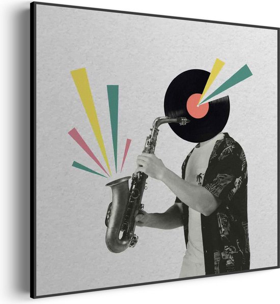 Akoestisch Schilderij De saxofoon Vierkant Pro M (65 X 65 CM) - Akoestisch paneel - Akoestische Panelen - Akoestische wanddecoratie - Akoestisch wandpaneel