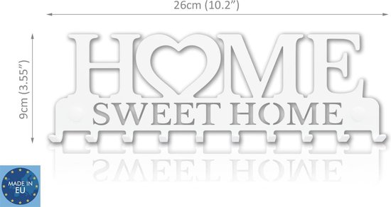 Sleutelrekje Sweet Home voor aan de Muur (Rek met 10 Haken) Decoratief, Metalen Sleutelhanger voor Voordeur, Keuken, of Garage | Bewaar Huissleutels, Werksleutels, Autosleutels | Vintage Wanddecoratie