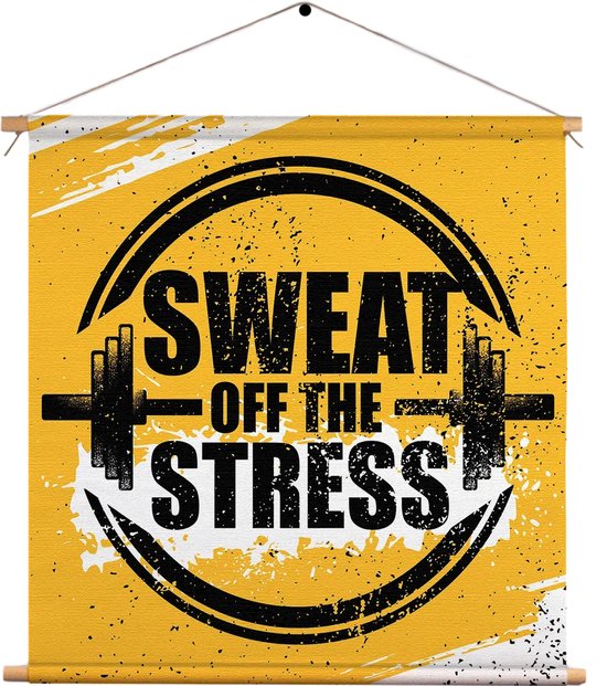 Textielposter Sweat Off Time Stress Vierkant XXL (90 X 90 CM) - Wandkleed - Wanddoek - Wanddecoratie