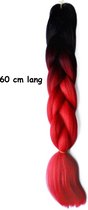 Hair extensions - Rood - Donker bruin - 60 cm lang - Gekleurde hair extensions - Synthetisch haar - Haar vlechten
