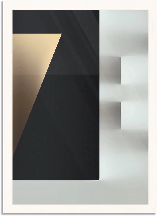 Poster Scandinavisch Wit met Zwart Element 03 Rechthoek Verticaal Met