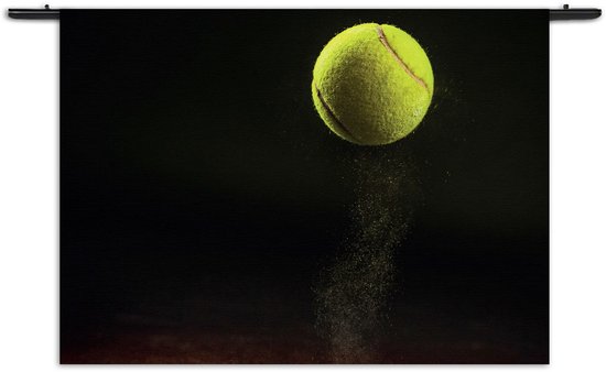 Velours Wandkleed Tennisbal Op Grevel Rechthoek Horizontaal S (40 X 60 CM) - Wandkleden - Met roedes