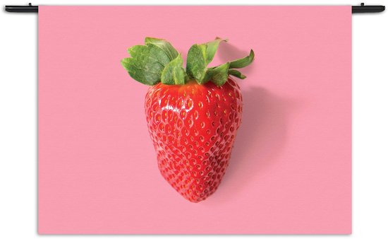 Velours Wandkleed Strawberry Rechthoek Horizontaal XL (105 X 150 CM) - Wandkleden - Met roedes