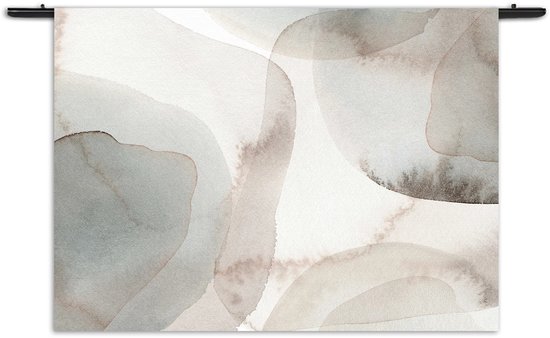Velours Wandkleed Abstract Rustige Tinten met Accent 03 Rechthoek Horizontaal L (85 X 120 CM) - Wandkleden - Met roedes