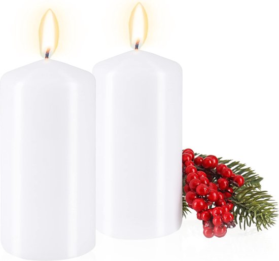 HS Candle Stompkaarsen waskaarsen 8cm x 20cm (3-pack) geel - lange brandduur, gemaakt in de EU, kaarsen blokkaarsen - wax stompen
