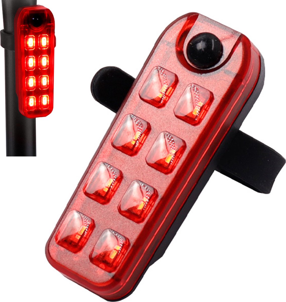 LED Achterlicht Fiets - Fietslamp USB Oplaadbaar - Fietslampje Achterlicht - Waterdicht – Inclusief Oplaadkabels - Zwart