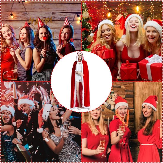 JIAHG Kerstman cape met capuchon, kerstjas