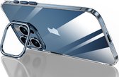 Sulada Polycarbonaat case met aluminium lens stand voor de iPhone 15 Pro donker blauw