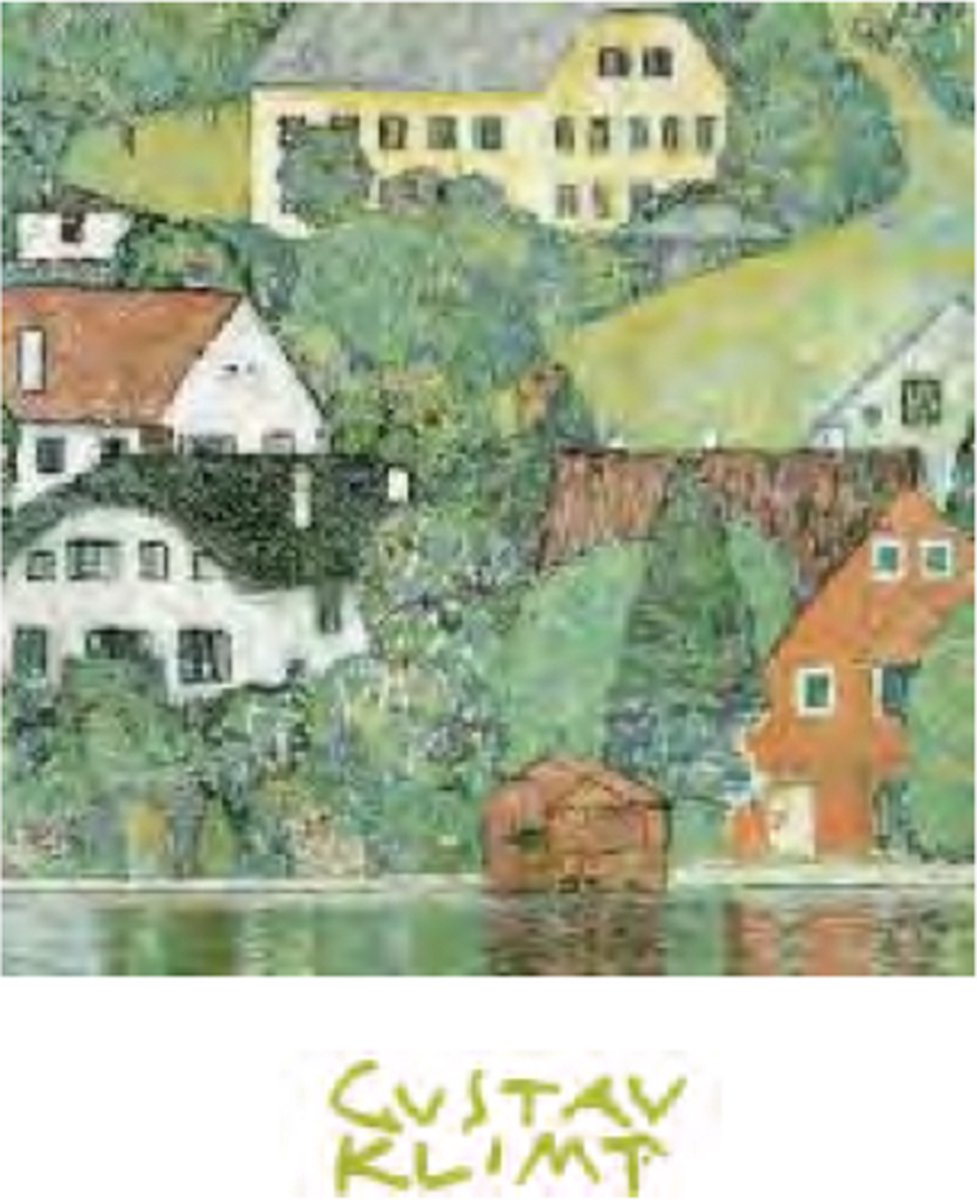Catch Projecten Mini kunstposter - Gustav Klimt - Huizen in Unterach - 24x30 cm Multicolor