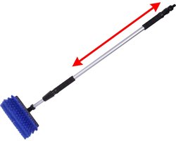 EASTWALL Wasborstel Supreme met telescopische steel – Ramenwasser telescopisch - Auto wasborstel - Lengte verstelbaar 125-207 cm - Zwart/blauw/zilver