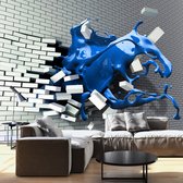 Fotobehangkoning - Behang - Vliesbehang - Fotobehang Gebroken Muur - Verf - 3D - Sapphire muse - 250 x 175 cm
