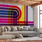 Fotobehangkoning - Behang - Vliesbehang - Fotobehang Geometrie op Beton - Technicolor - 250 x 175 cm
