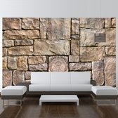 Fotobehangkoning - Behang - Vliesbehang - Fotobehang - Stone puzzles - Stenen Muur - 100 x 70 cm