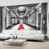 Fotobehangkoning - Behang - Vliesbehang - Fotobehang Mysterieus Marmer - Verlaten Gebouw 3D - zwart-wit - 250 x 175 cm