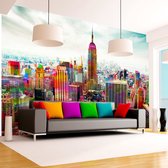 Fotobehangkoning - Behang - Vliesbehang - Fotobehang De Kleuren van New York - Schilderij - Colors of New York City - 100 x 70 cm