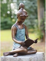 Tuinbeeld - bronzen beeld - Lezend meisje - Bronzartes - 40 cm hoog