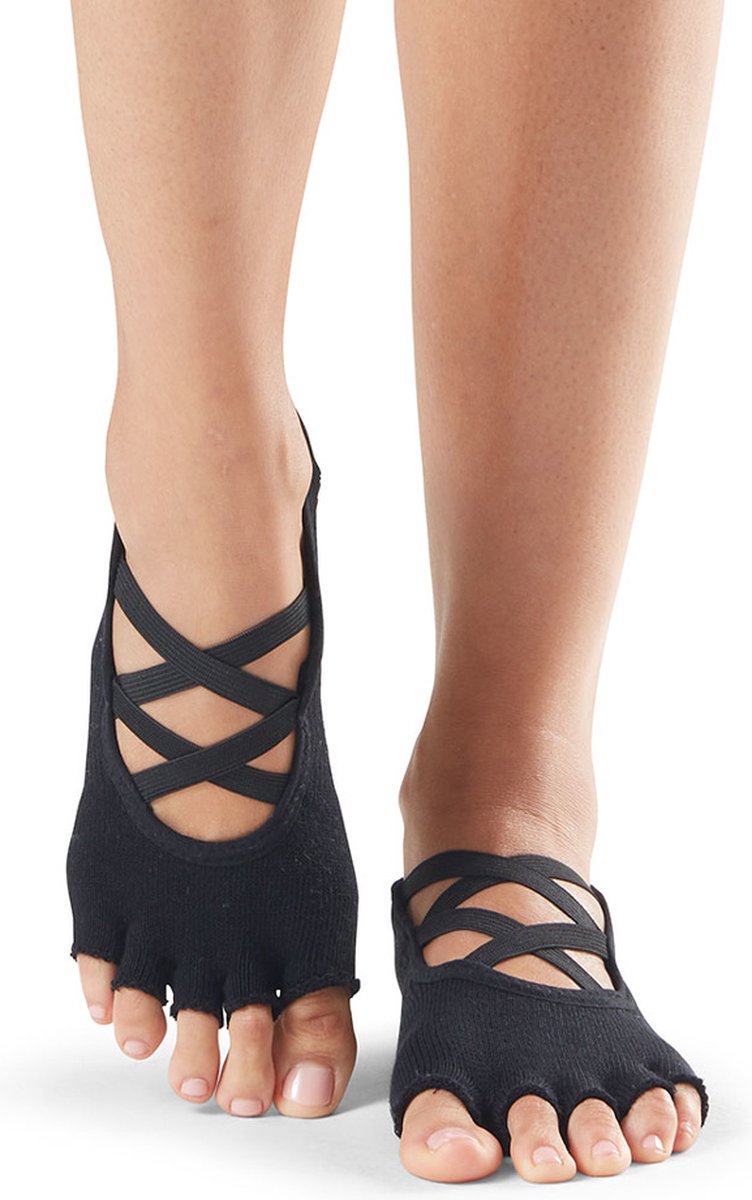 ToeSox Elle - Antislip Sokken - Open Tenen – Zwart