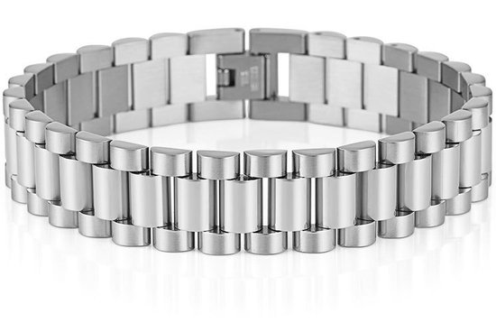 Bracelet pour Homme Presidential - Style Montre – Argenté – Acier – 15mm – Bracelet à Maillons – Bracelets – Cadeau pour Homme – Cadeaux Masculins