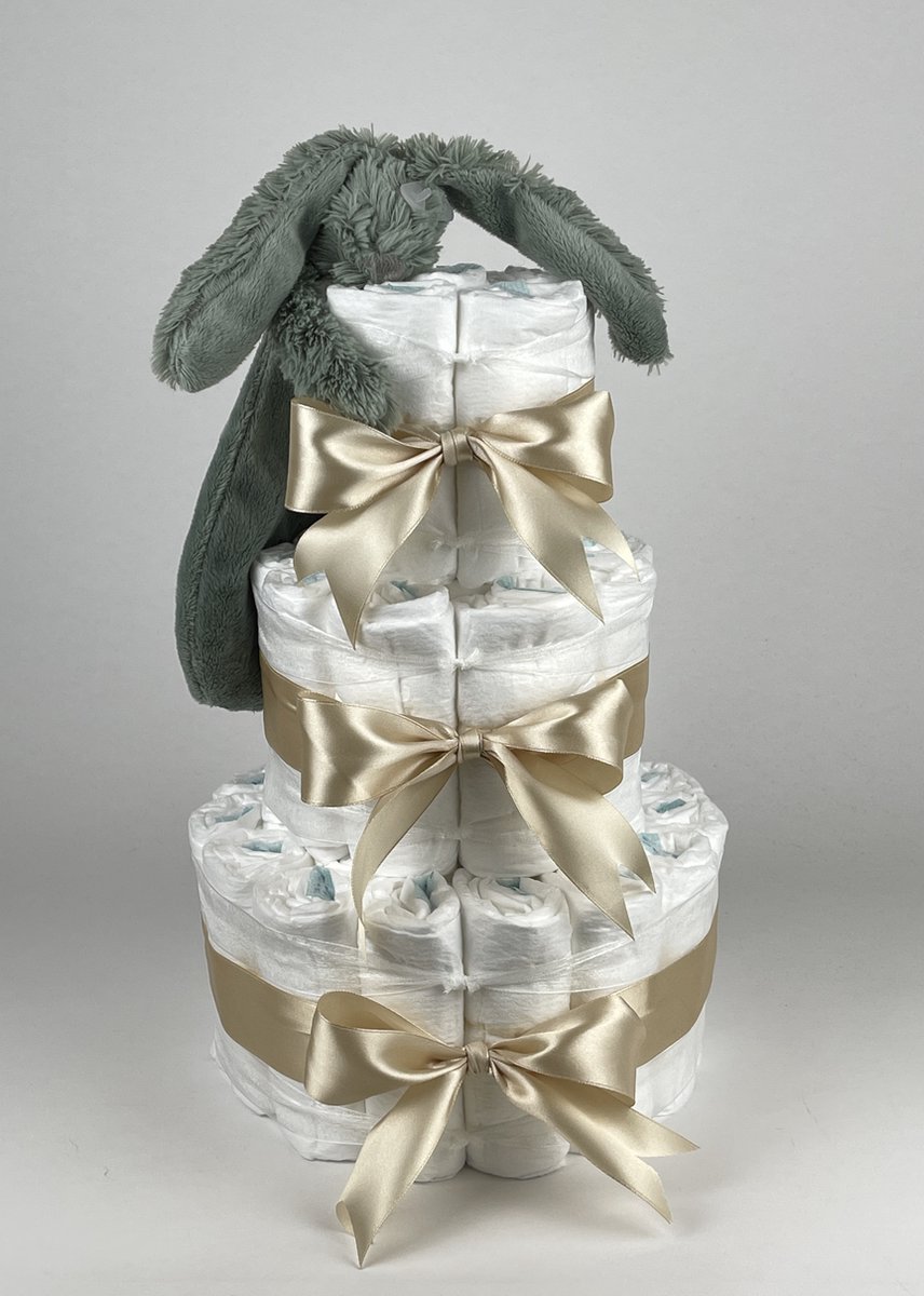 Goedkoopste Chouette-Chouette | Luiertaart Neutraal | Kraamcadeau | Geboorte Jongen Meisje | Babyshower | Tuttle Konijn Richie Green - Beige