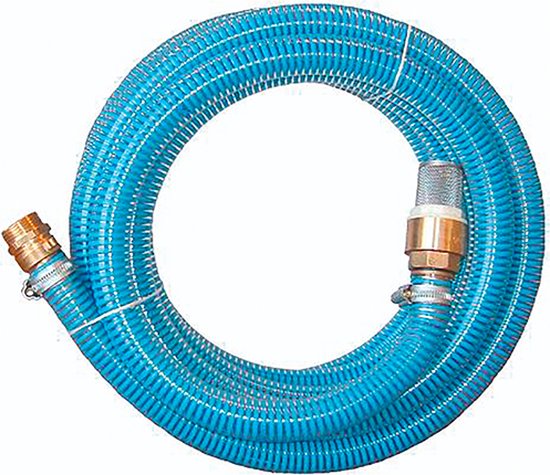 Aanzuigslang SET 7 meter - 1 ¼ (messing) - Binnendiameter 32 mm - Kunststof slang met messing koppelingen en RVS Korf