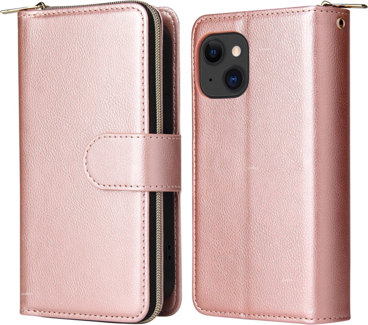 Luxe BookCover - 9 Cards - Wallet Etui geschikt voor iPhone 15 - Roze